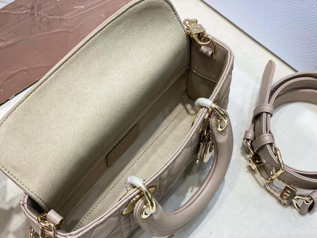 Dior M0613 Small Lady D-joy Bag Sand Colored Cannage Lambskin
