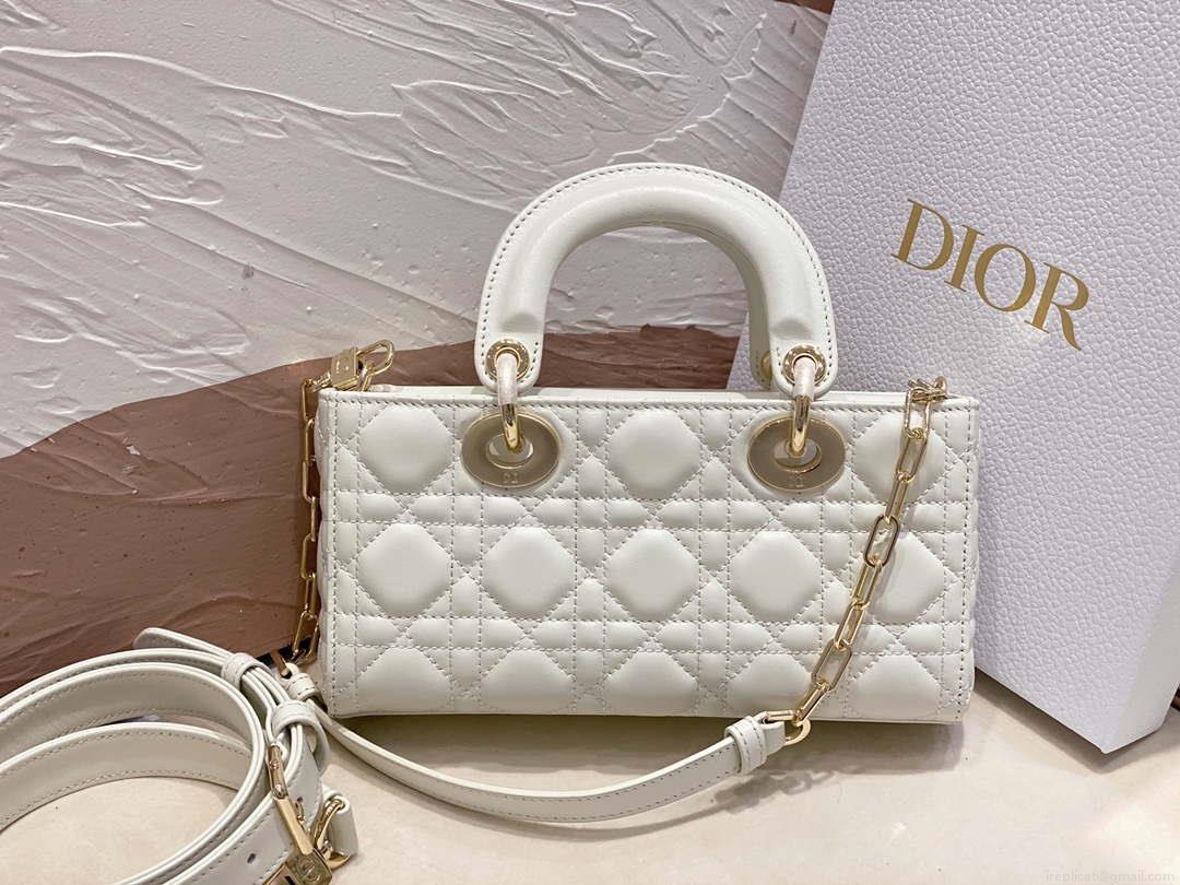 Dior M0613 Small Lady D-joy Bag White Cannage Lambskin