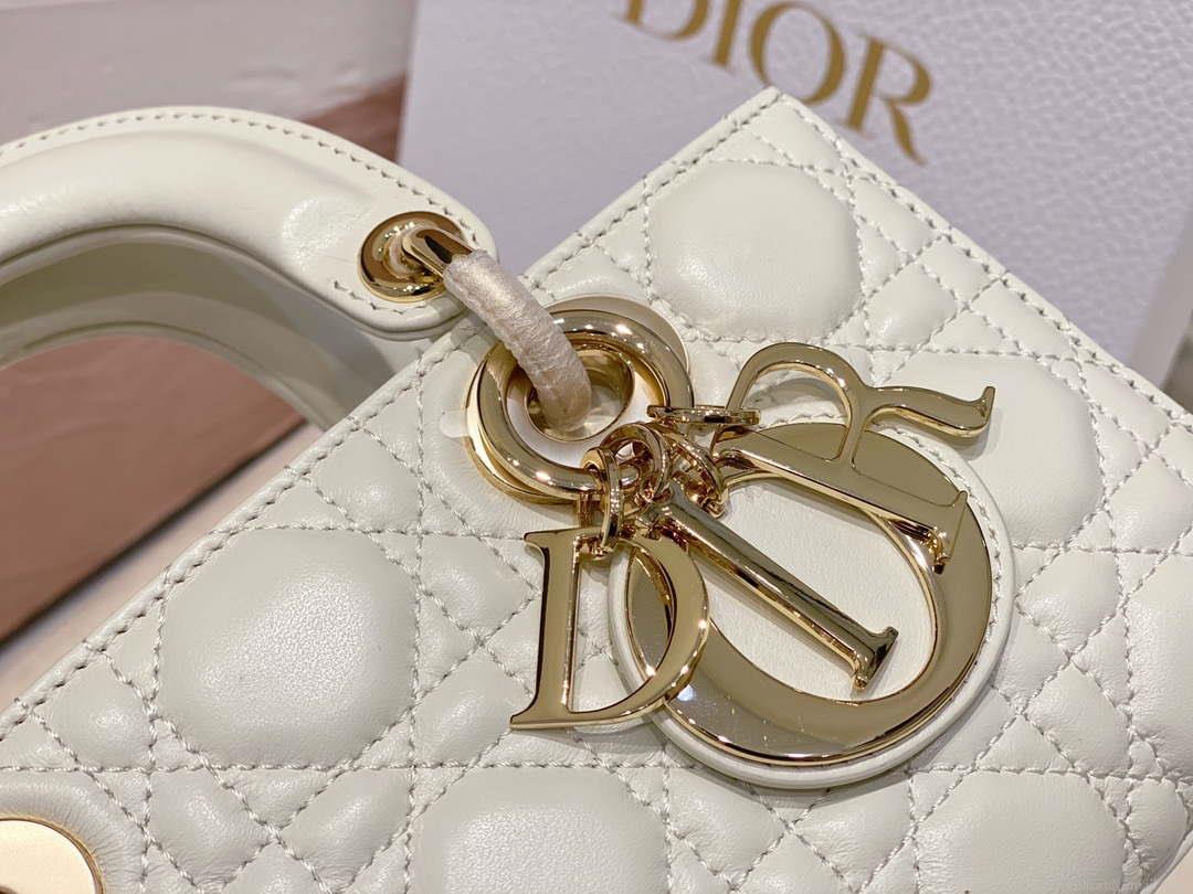 Dior M0613 Small Lady D-joy Bag White Cannage Lambskin