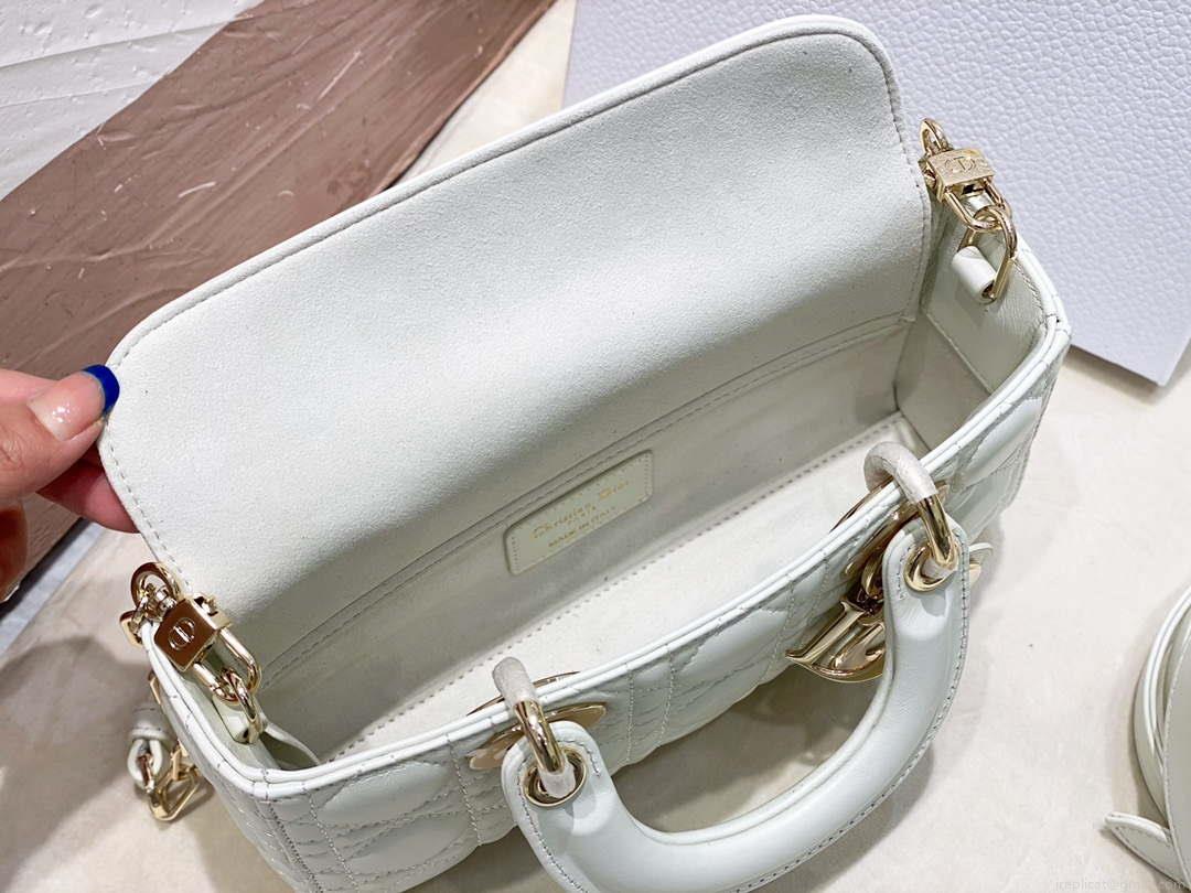 Dior M0613 Small Lady D-joy Bag White Cannage Lambskin