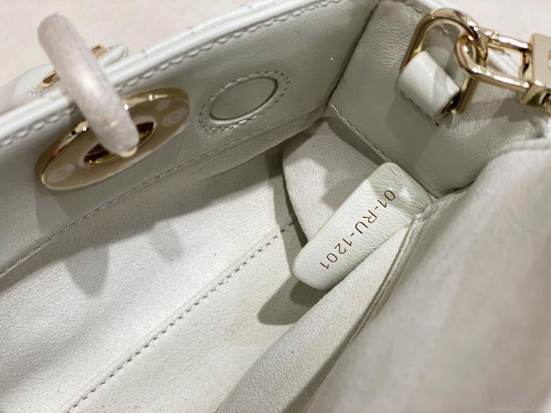 Dior M0613 Small Lady D-joy Bag White Cannage Lambskin