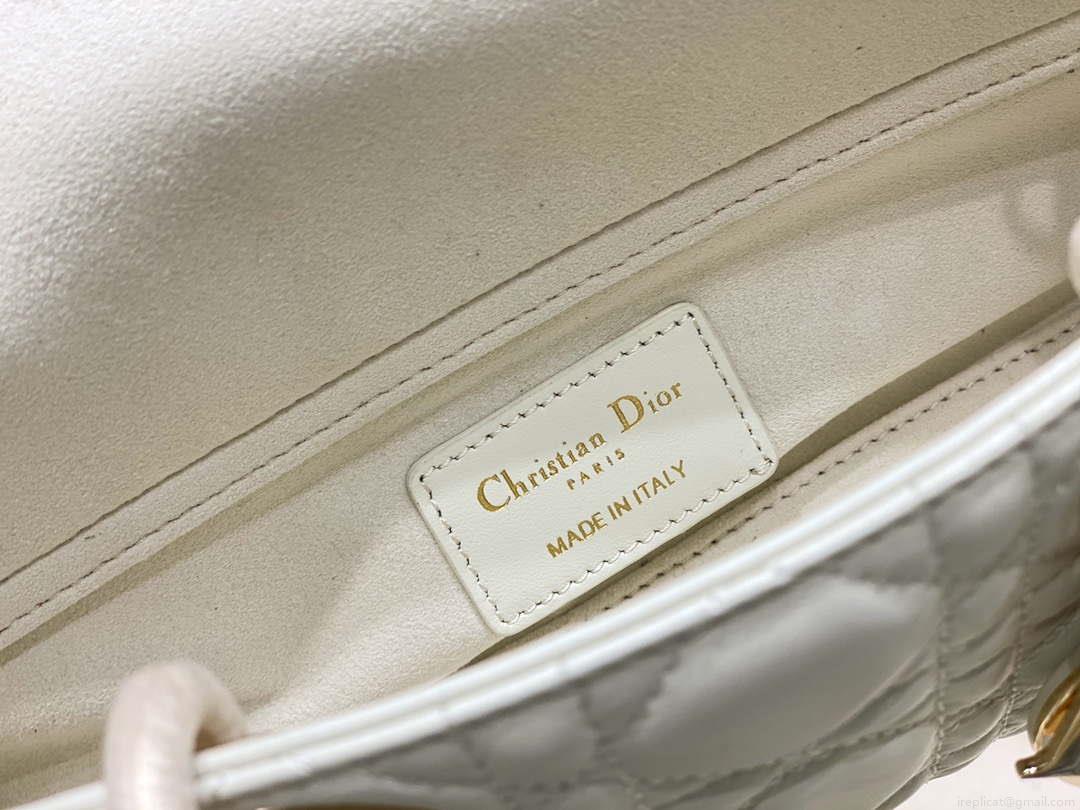 Dior M0613 Small Lady D-joy Bag White Cannage Lambskin