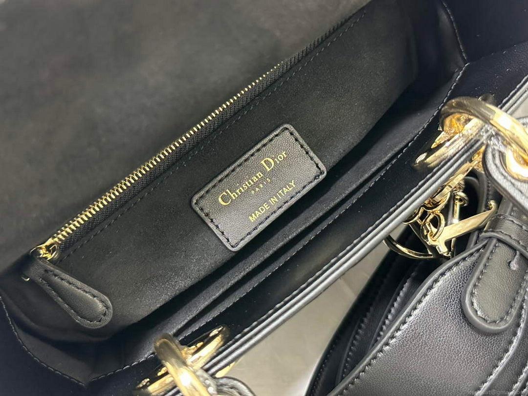 Dior M0538 Small Lady Dior My ABCDIOR Bag Latte Quilted-Effect Lambskin Black