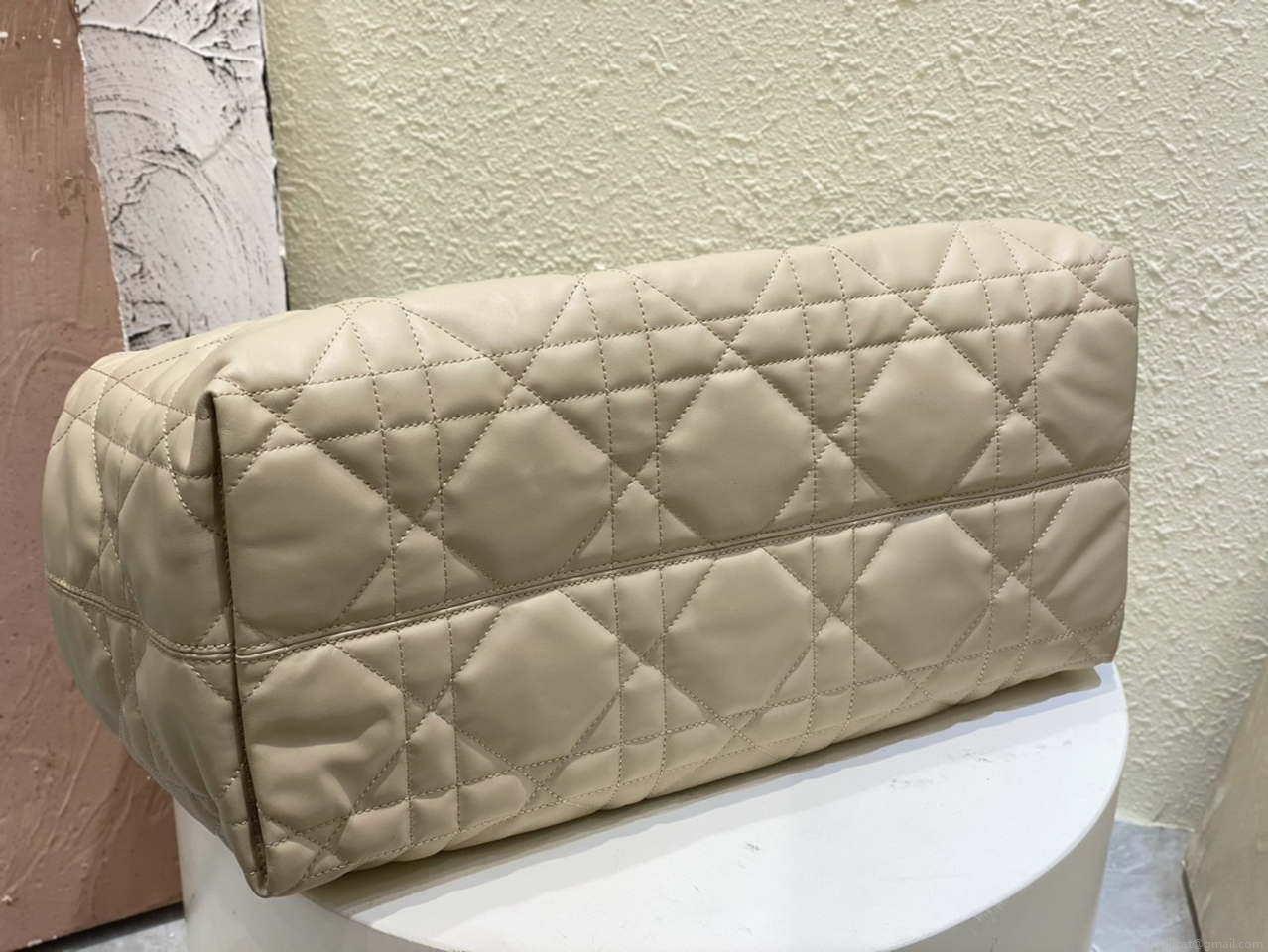 Dior M2820 Large Dior Toujours Bag Beige Macrocannage Calfskin