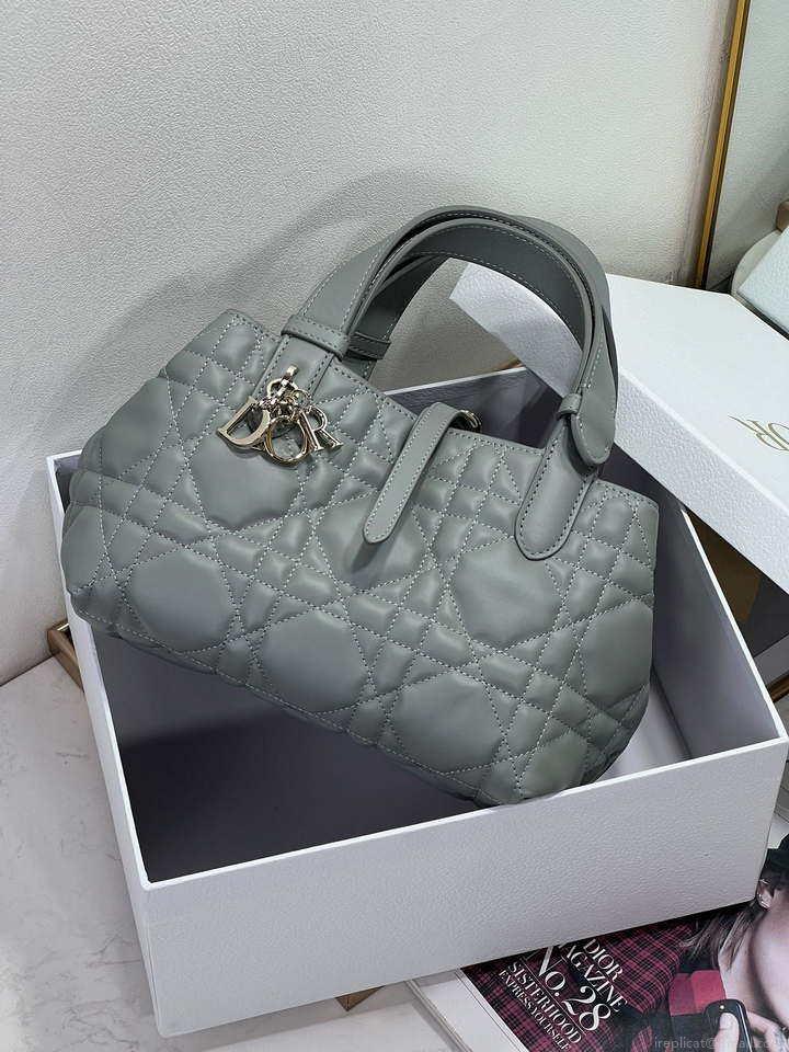 Dior M2822 Small Dior Toujours Bag Blue Macrocannage Calfskin