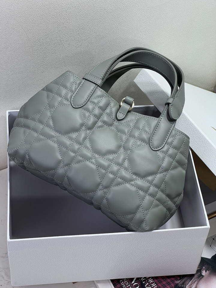 Dior M2822 Small Dior Toujours Bag Blue Macrocannage Calfskin
