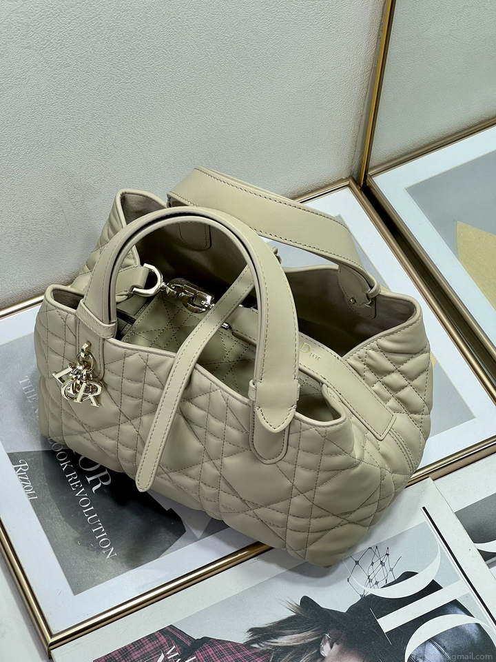 Dior M2822 Small Dior Toujours Bag Beige Macrocannage Calfskin