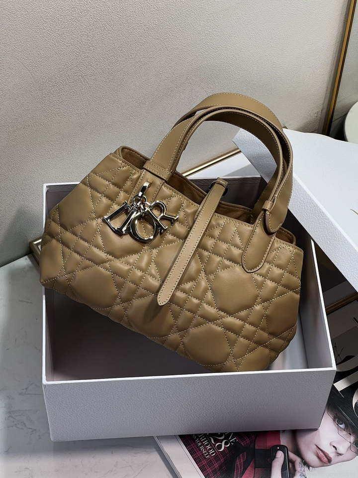 Dior M2822 Small Dior Toujours Bag Apricot Macrocannage Calfskin