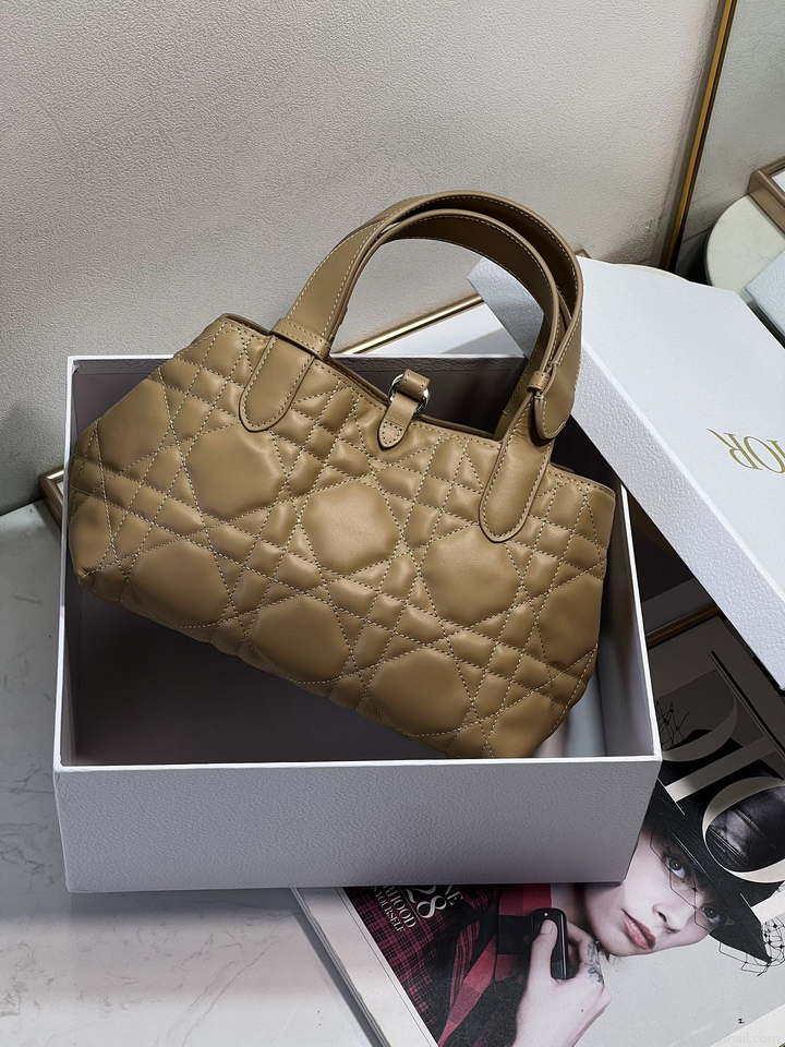 Dior M2822 Small Dior Toujours Bag Apricot Macrocannage Calfskin