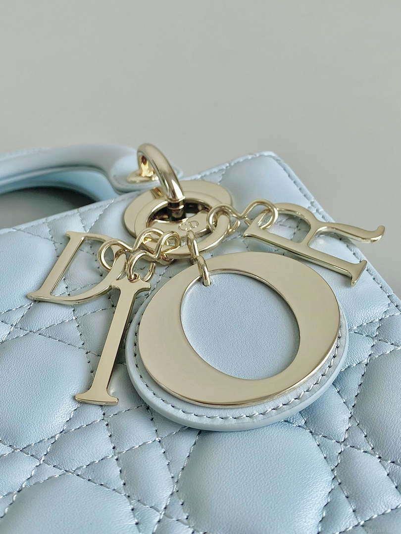 Dior M0531 Small Lady Dior Bag Light Blue Cannage Lambskin