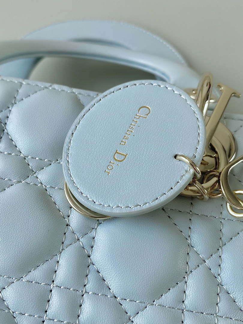 Dior M0531 Small Lady Dior Bag Light Blue Cannage Lambskin