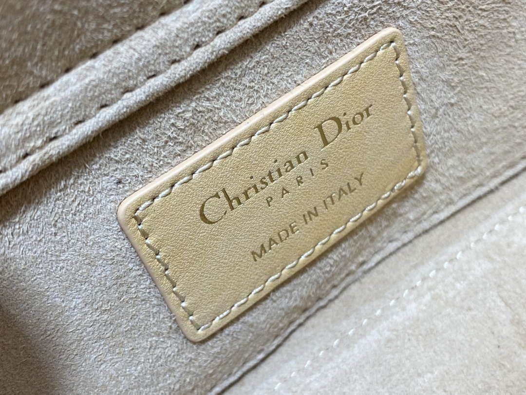 Dior M0613 Small Lady D-joy Bag Cannage Lambskin Limited Edition Heavy Industry Beads Apricot