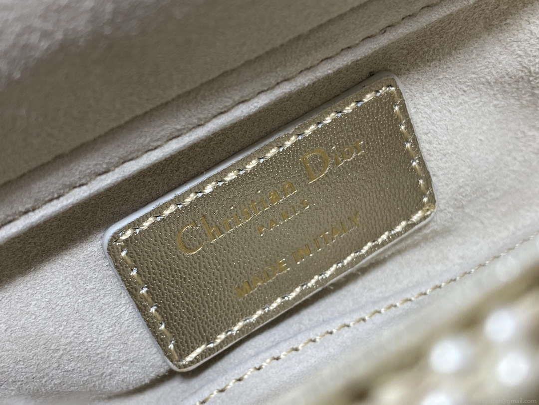 Dior M0613 Small Lady D-joy Bag Gold Cannage Lambskin Limited Edition Pearl