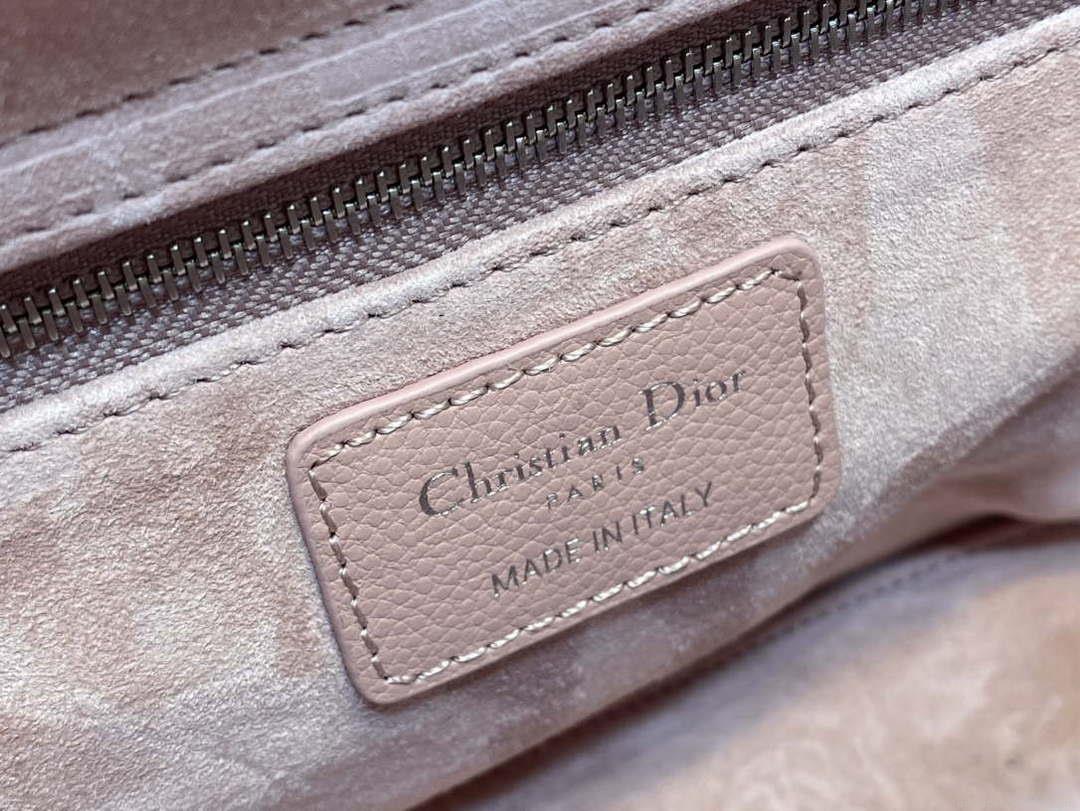 Dior M0565 Medium Lady Dior Bag Pink Grained Cannage Calfskin Silver