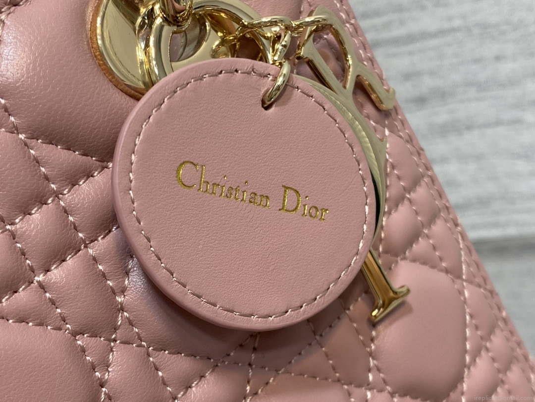 Dior M0565 Medium Lady Dior Bag Blush Cannage Lambskin Gold