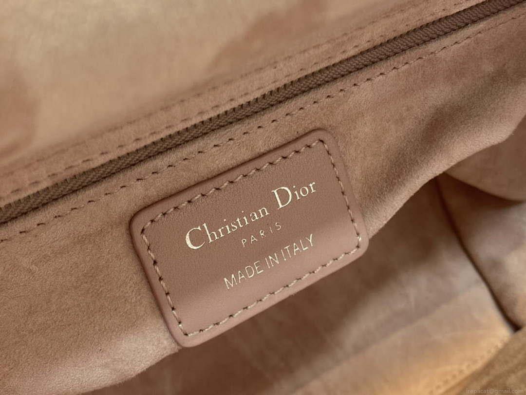 Dior M0565 Medium Lady Dior Bag Blush Cannage Lambskin Silver