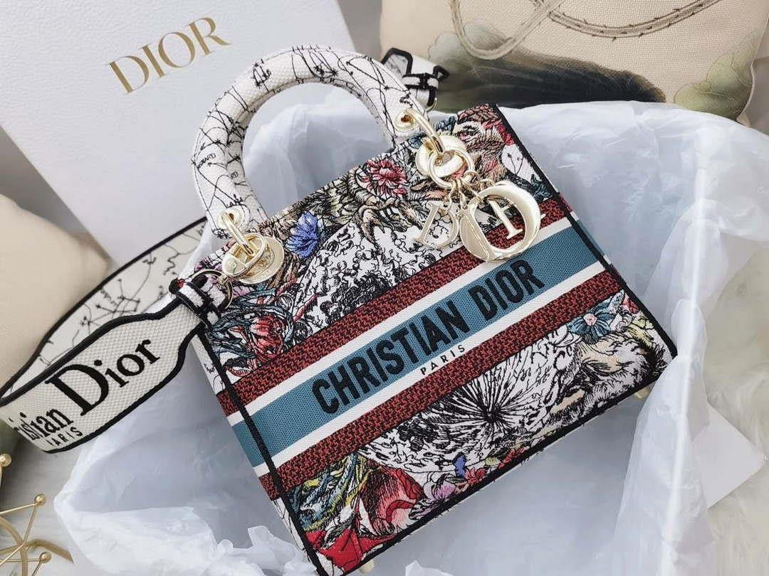 Dior M0565 Medium Lady D-Lite Multicolor Florilegio Embroidery M1029