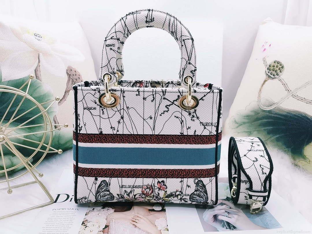 Dior M0565 Medium Lady D-Lite Multicolor Florilegio Embroidery M1029