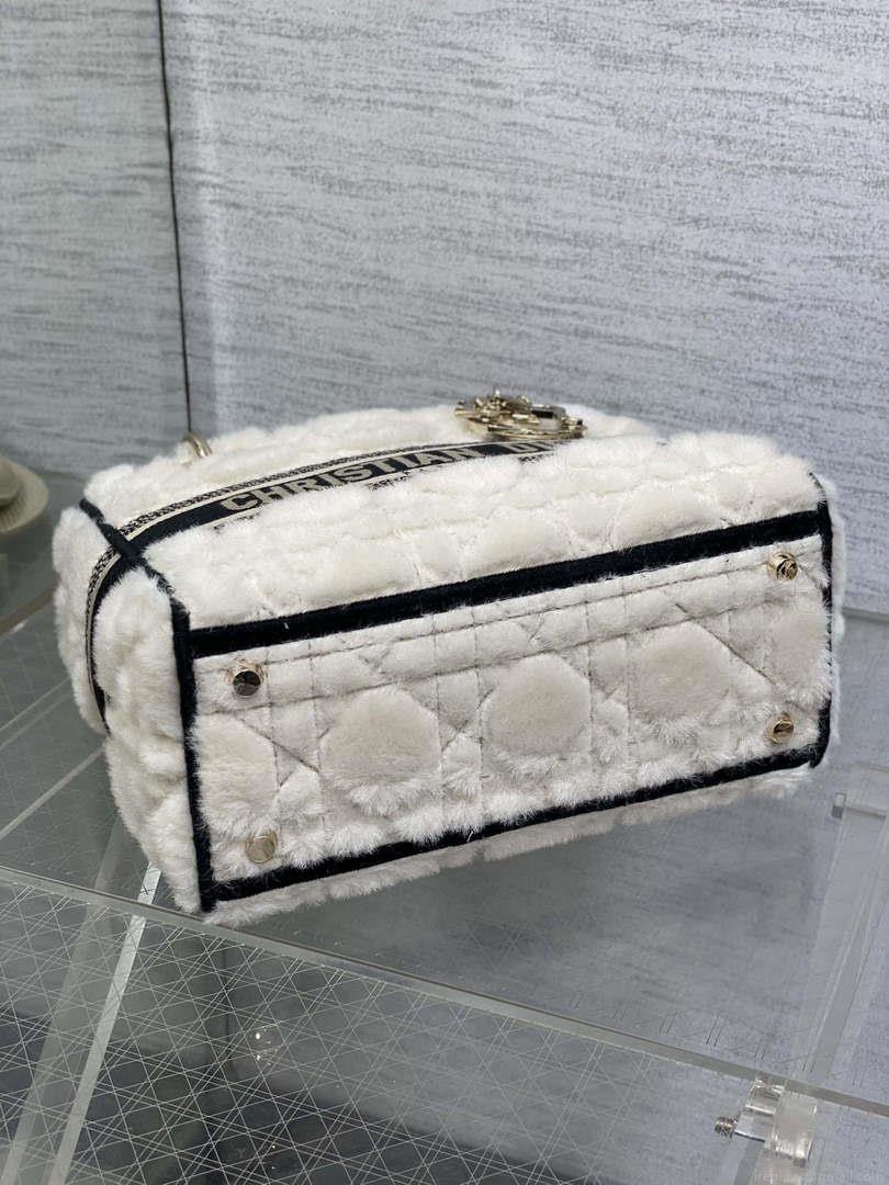 Dior M0565 Medium Lady D-Lite Wool Beige with Blue M1035