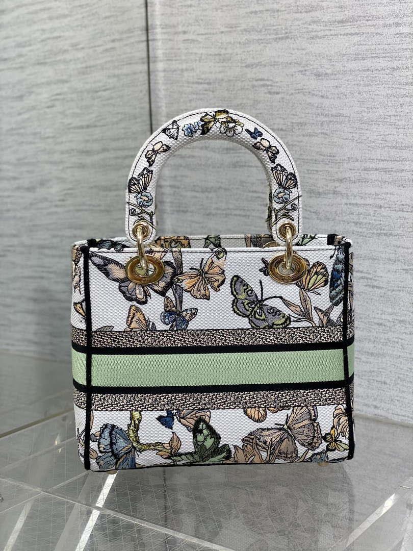 Dior M0565 Medium Lady D-Lite White Multicolor Toile de Jouy Mexico Embroidery M1038