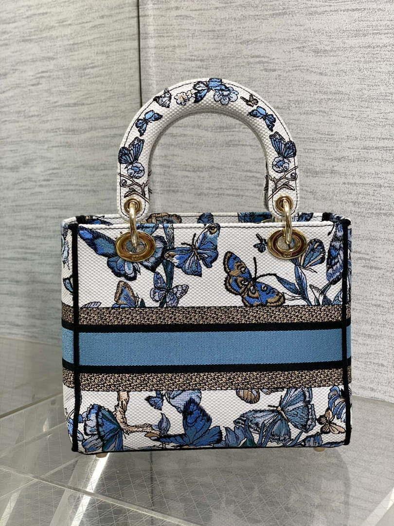 Dior M0565 Medium Lady D-Lite White and Pastel Midnight Blue Toile de Jouy Mexico M1039