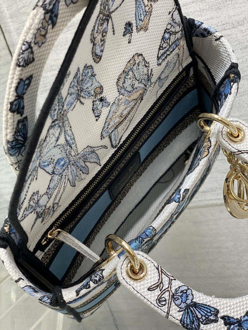 Dior M0565 Medium Lady D-Lite White and Pastel Midnight Blue Toile de Jouy Mexico M1039