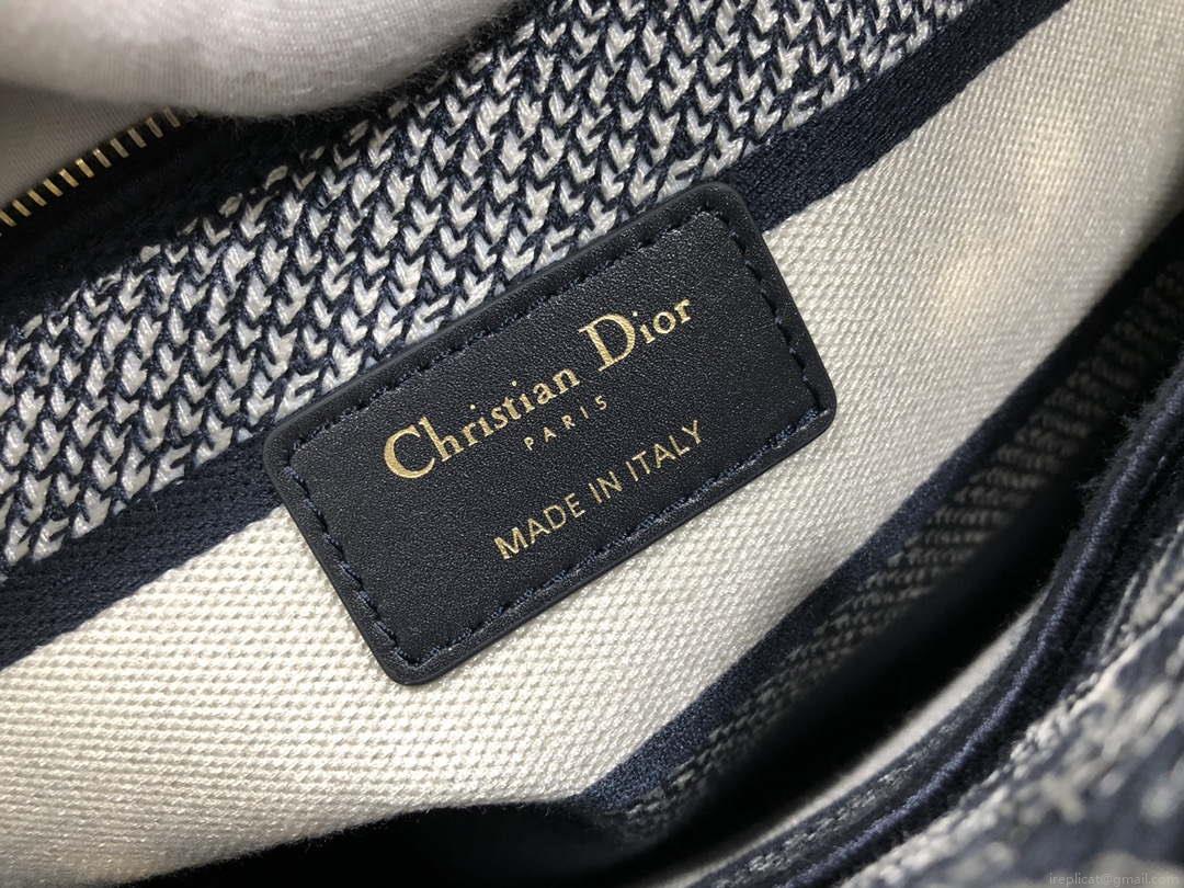 Dior M0566 Large Lady D-Lite Gray de Jouy Embroidery M1056