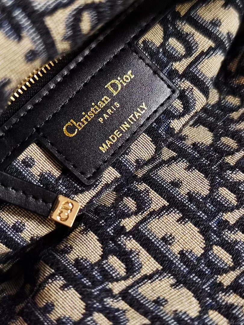 Dior M0505 MINI Lady Dior Bag Natural Wicker navy Blue