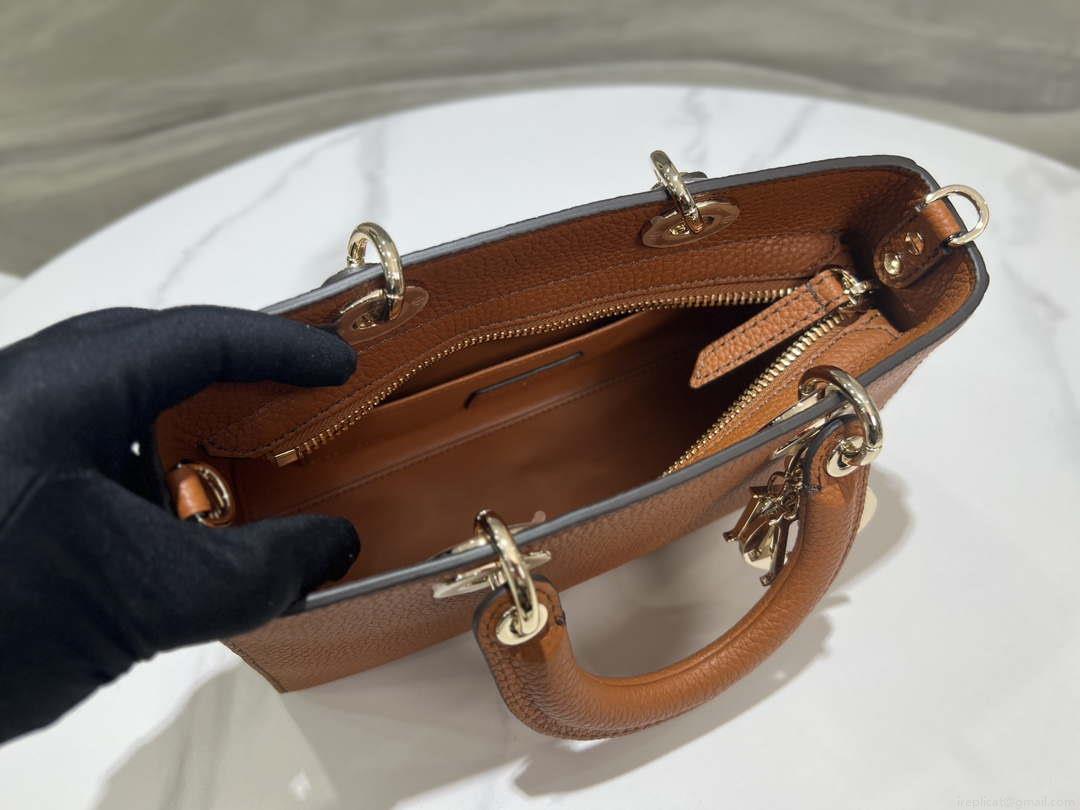 Dior M1151 Small Lady D-Sire My ABCDior Bag Dark Brandy Bull Leather