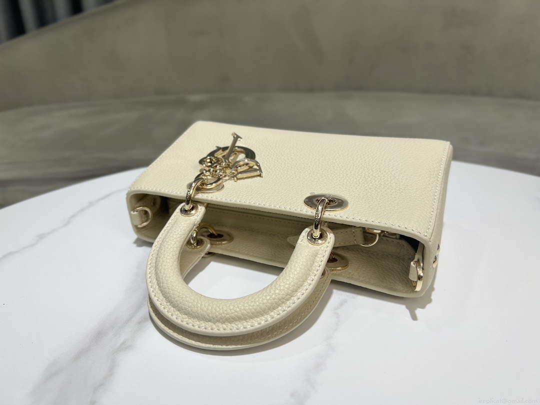 Dior M1151 Small Lady D-Sire My ABCDior Bag Beige Bull Leather