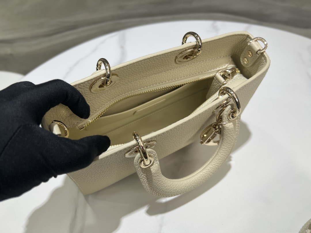 Dior M1151 Small Lady D-Sire My ABCDior Bag Beige Bull Leather