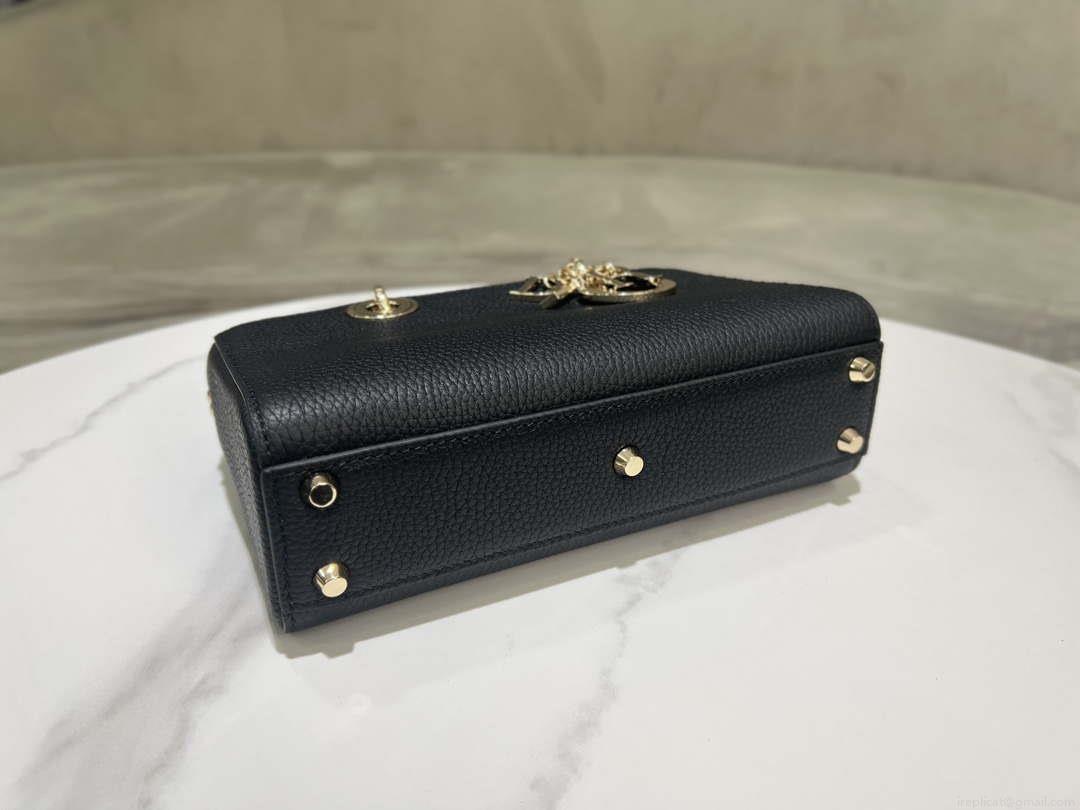 Dior M1151 Small Lady D-Sire My ABCDior Bag Black Bull Leather