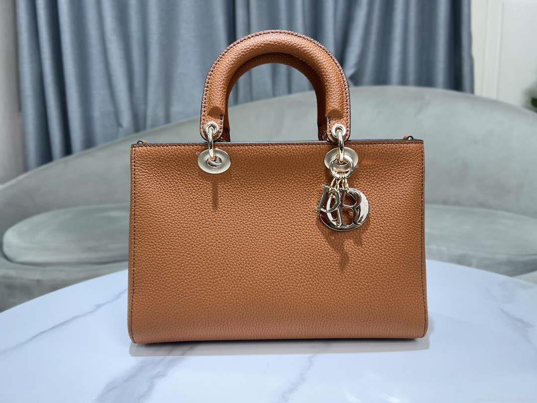Dior M1151 Medium Lady D-Sire My ABCDior Bag Dark Brandy Bull Leather