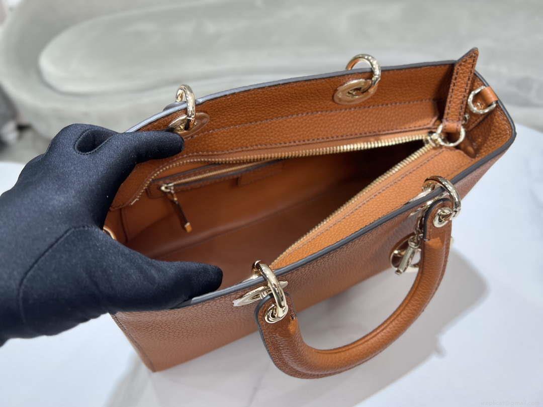 Dior M1151 Medium Lady D-Sire My ABCDior Bag Dark Brandy Bull Leather