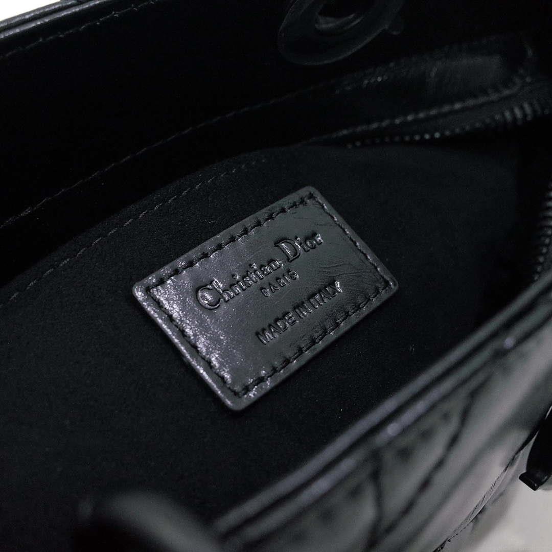 Dior Large M1152 Lady D-Sire My ABCDior Bag Black Macrocannage Crinkled Calfskin