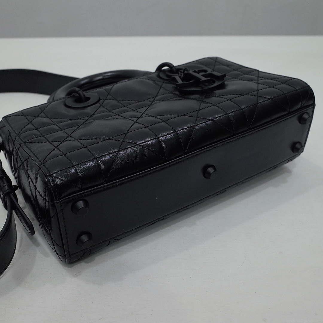 Dior Large M1152 Lady D-Sire My ABCDior Bag Black Macrocannage Crinkled Calfskin