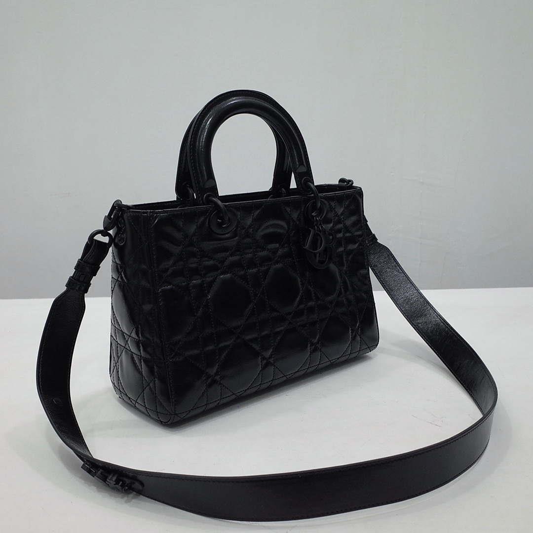 Dior Medium M1151 Lady D-Sire My ABCDior Bag Black Macrocannage Crinkled Calfskin