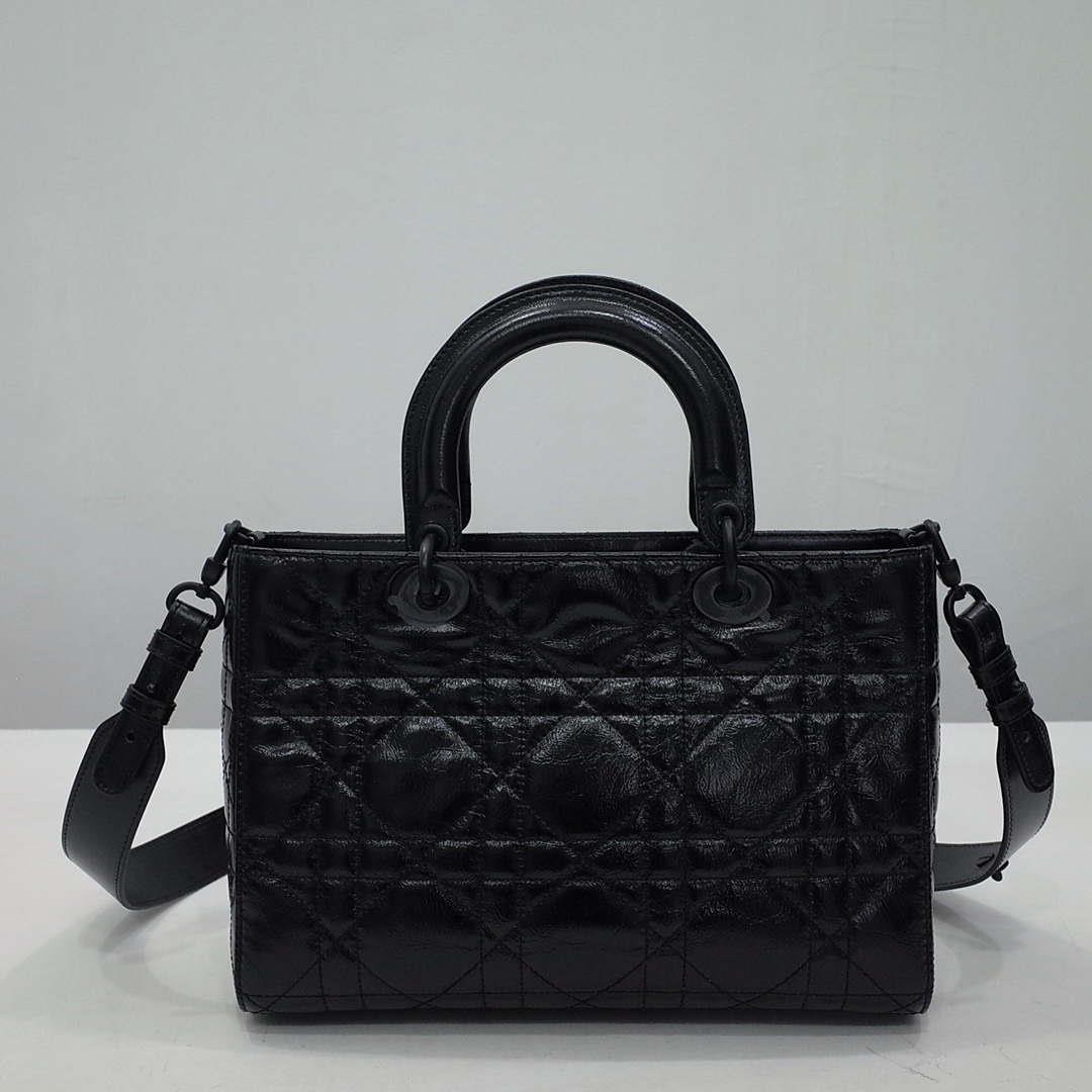 Dior Medium M1151 Lady D-Sire My ABCDior Bag Black Macrocannage Crinkled Calfskin