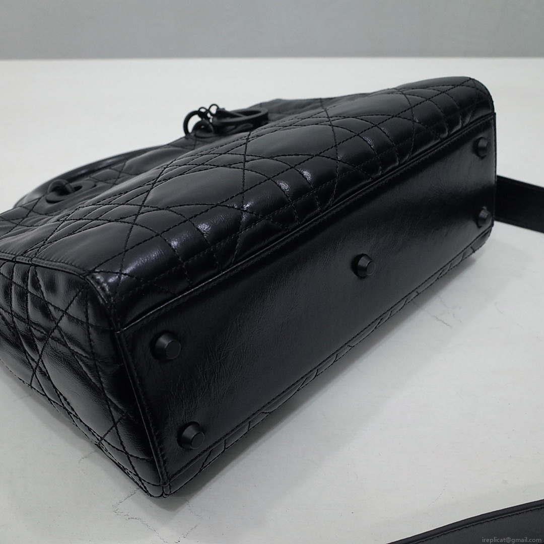 Dior Medium M1151 Lady D-Sire My ABCDior Bag Black Macrocannage Crinkled Calfskin