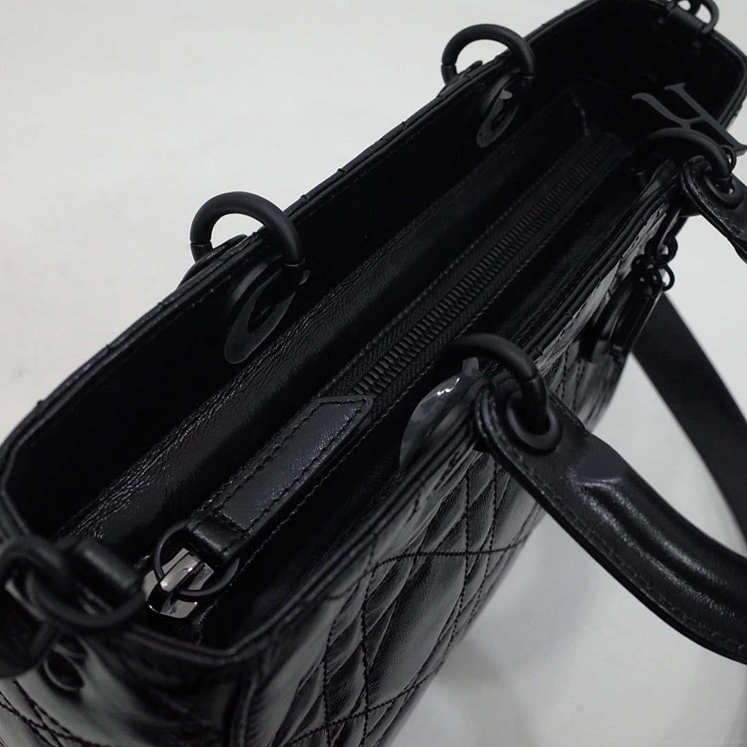 Dior Medium M1151 Lady D-Sire My ABCDior Bag Black Macrocannage Crinkled Calfskin