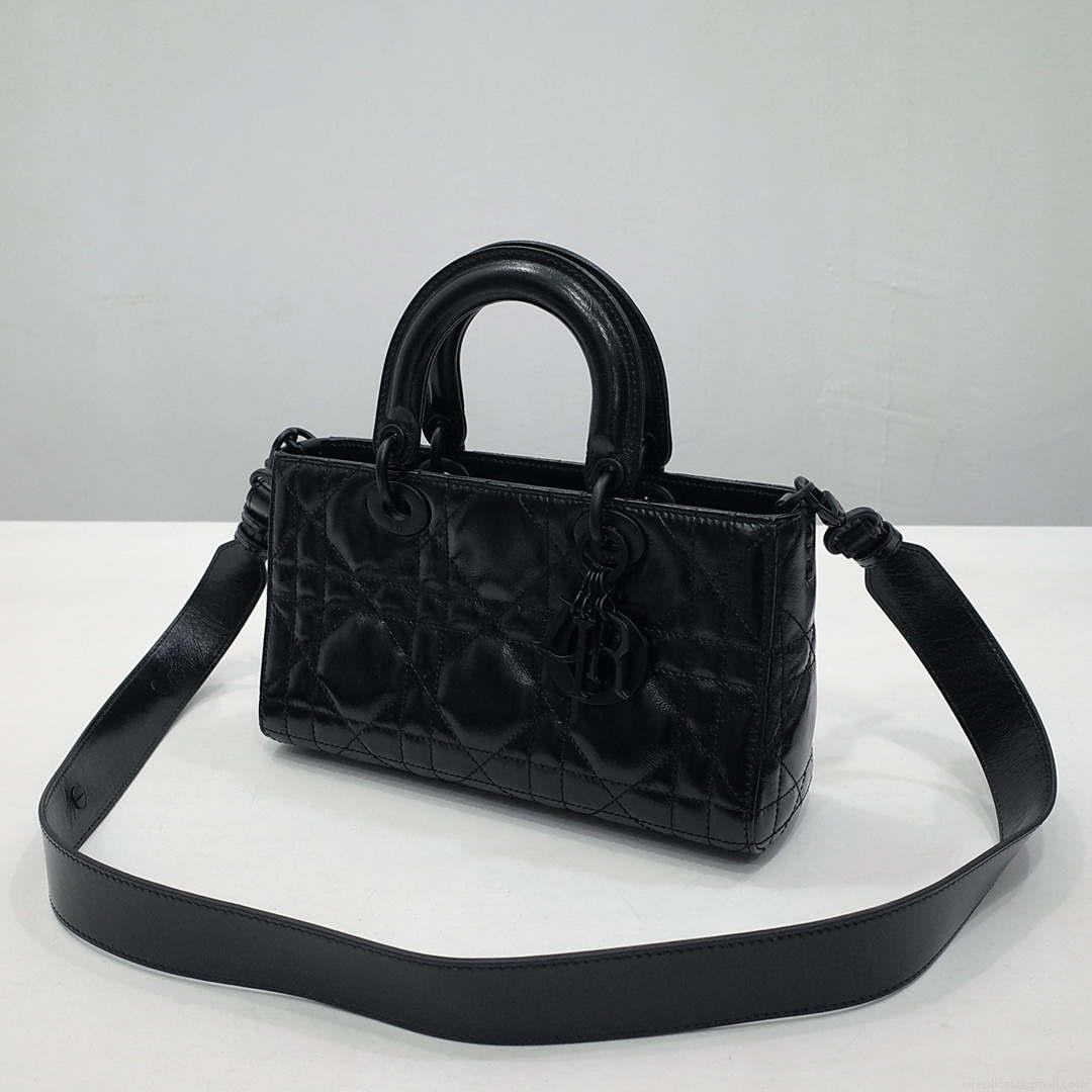 Dior M1151 Small Lady D-Sire My ABCDior Bag Black Macrocannage Crinkled Calfskin