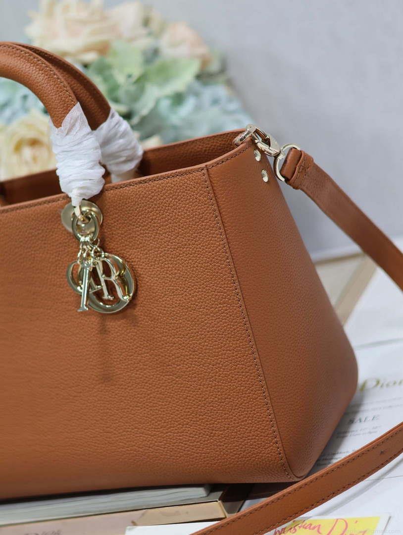 Dior Large M1152 Lady D-Sire My ABCDior Bag Dark Brandy Bull Leather