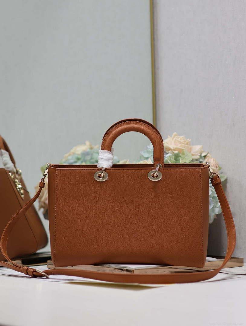 Dior Large M1152 Lady D-Sire My ABCDior Bag Dark Brandy Bull Leather