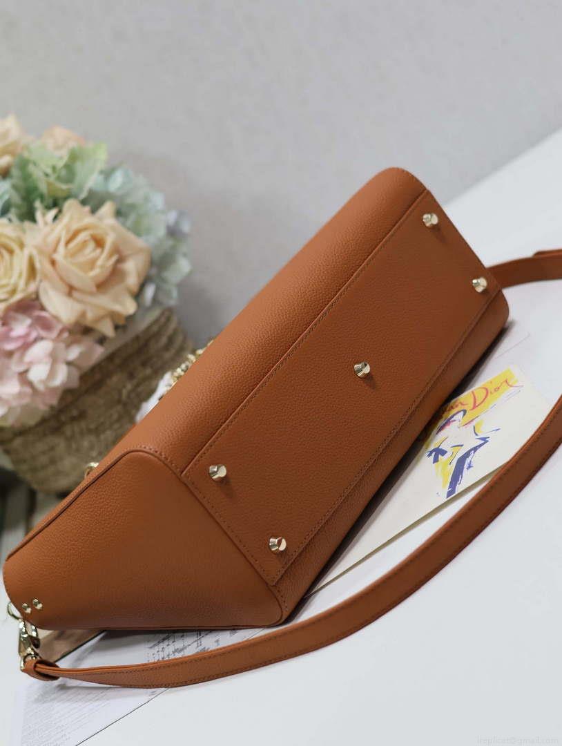 Dior Large M1152 Lady D-Sire My ABCDior Bag Dark Brandy Bull Leather