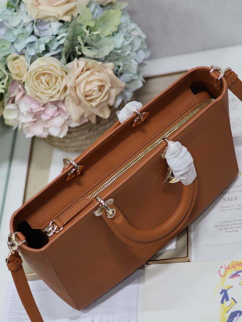Dior Large M1152 Lady D-Sire My ABCDior Bag Dark Brandy Bull Leather