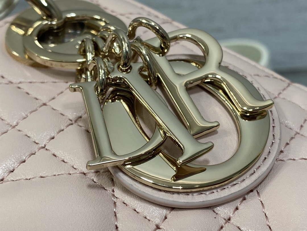 Dior M0505 Mini Lady Dior Bag Pink& White Calfskin