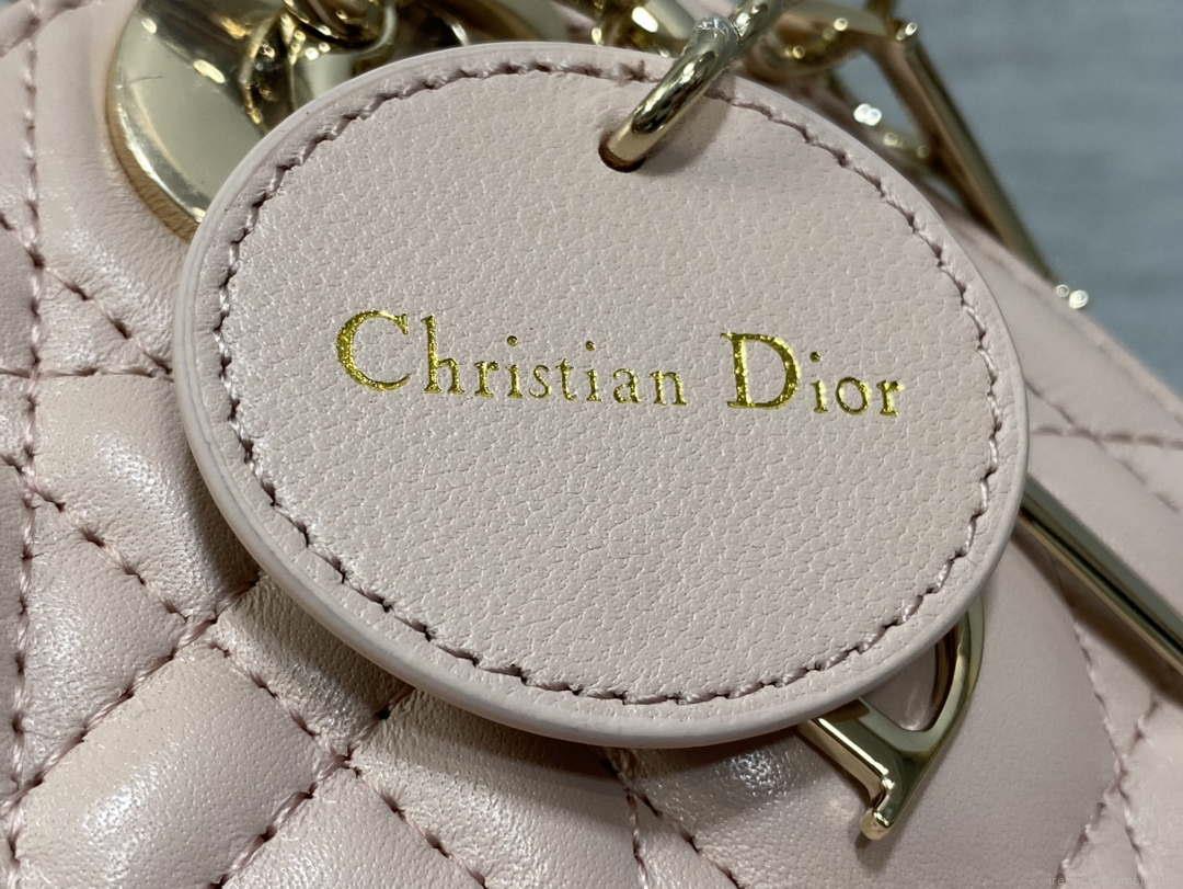 Dior M0505 Mini Lady Dior Bag Pink& White Calfskin