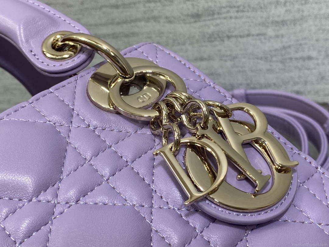 Dior M0505 Mini Lady Dior Bag Lilac Cannage Lambskin