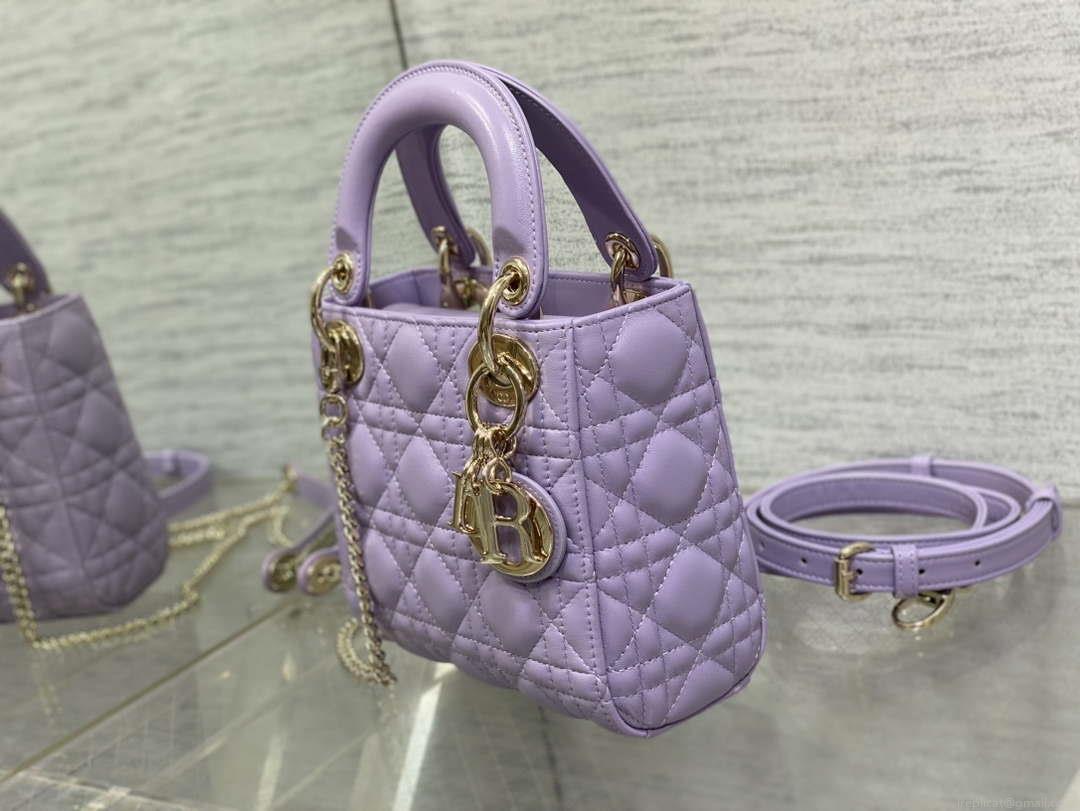 Dior M0505 Mini Lady Dior Bag Lilac Cannage Lambskin