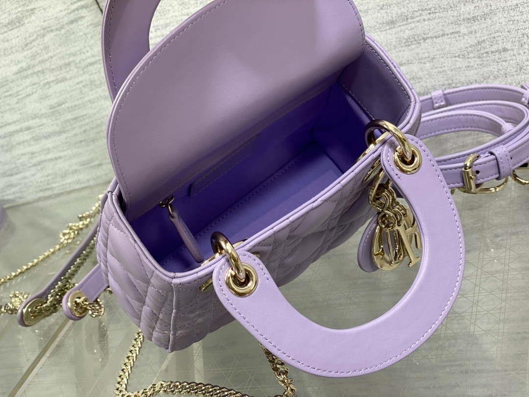 Dior M0505 Mini Lady Dior Bag Lilac Cannage Lambskin